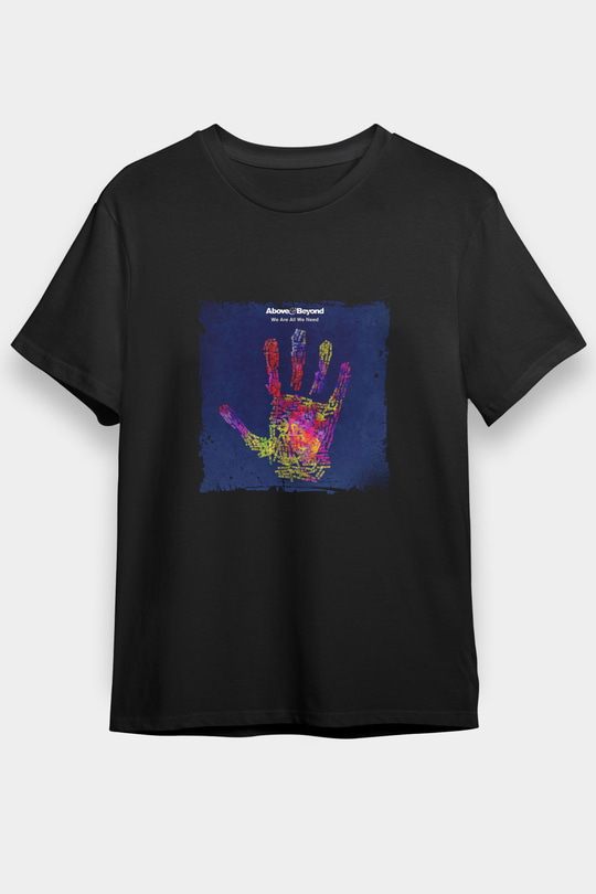 Above and Beyond Baskılı Unisex Siyah Tişört