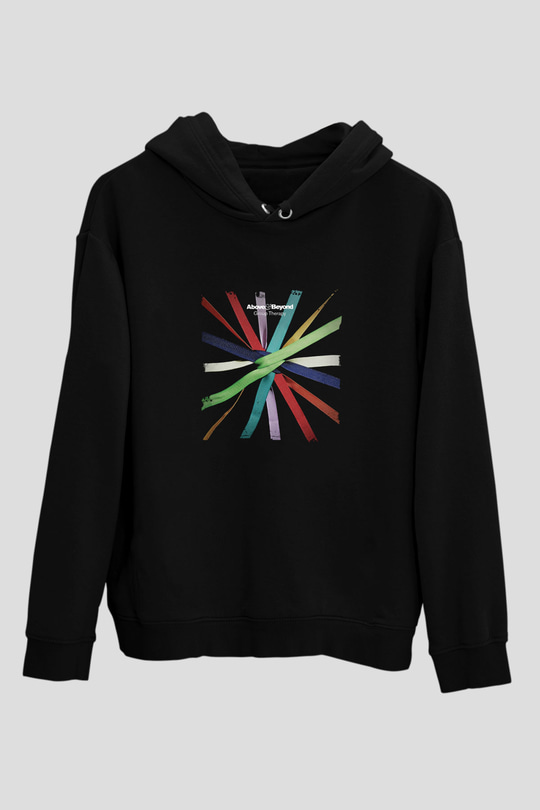 Above and Beyond Baskılı Unisex Siyah Hoodie