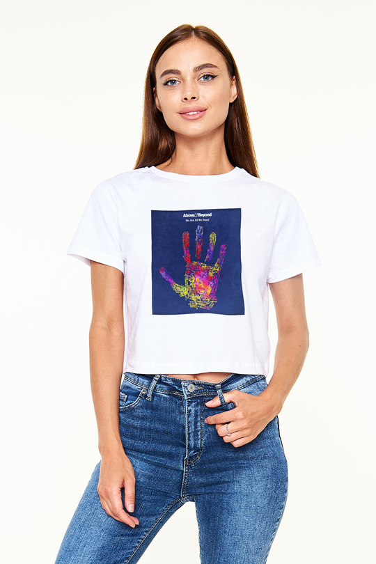 Above and Beyond Beyaz Croptop Tişört