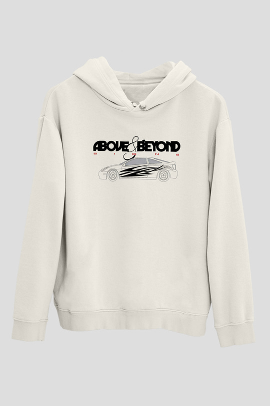 Above and Beyond Beyaz Unisex Kapüşonlu Sweatshirt