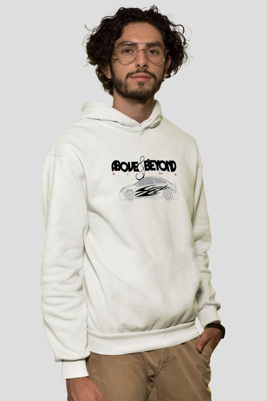 Above and Beyond Beyaz Unisex Kapüşonlu Sweatshirt