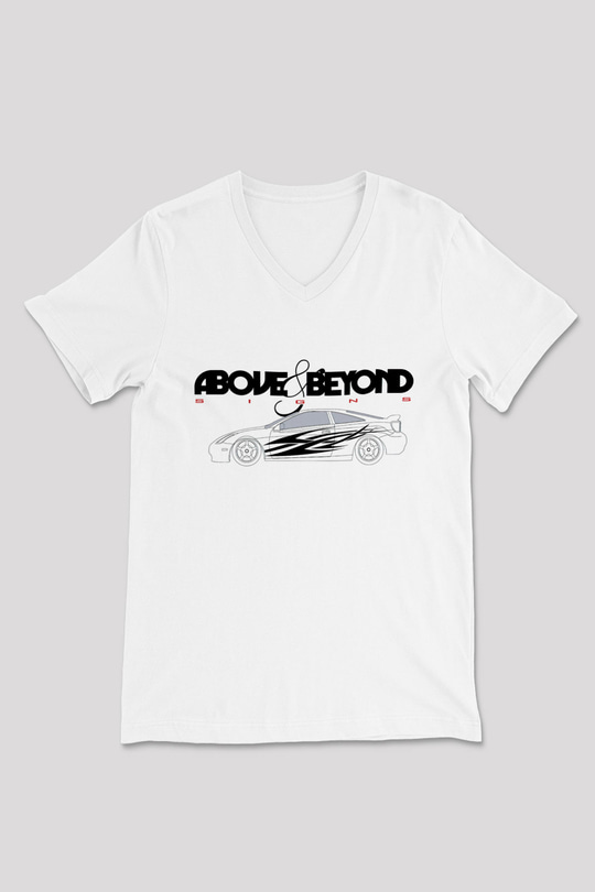 Above and Beyond Beyaz Unisex V Yaka Tişört