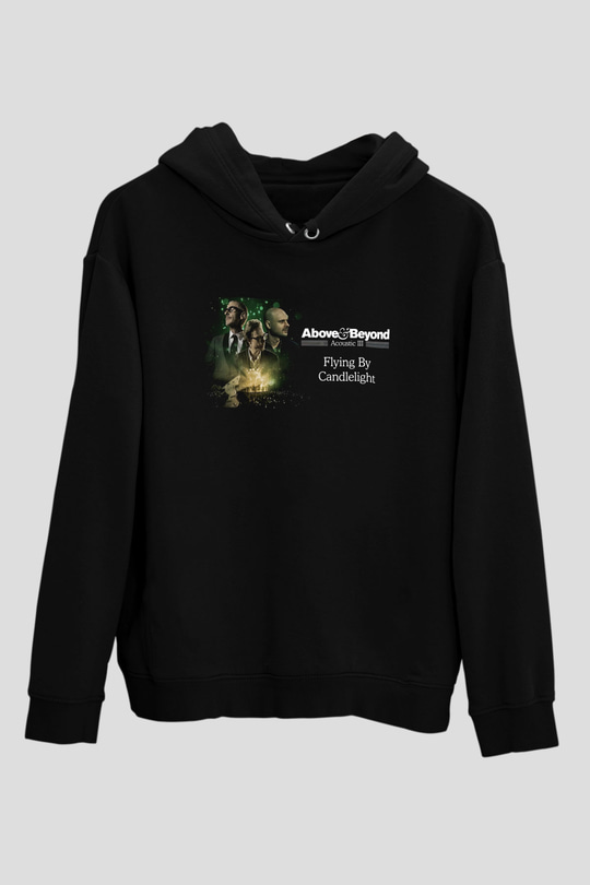 Above and Beyond Siyah Unisex Kapüşonlu Sweatshirt