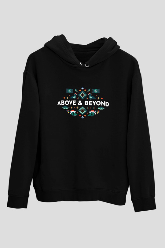 Above and Beyond Siyah Unisex Kapüşonlu Sweatshirt