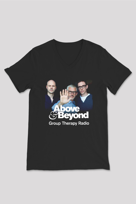 Above and Beyond Siyah Unisex V Yaka Tişört
