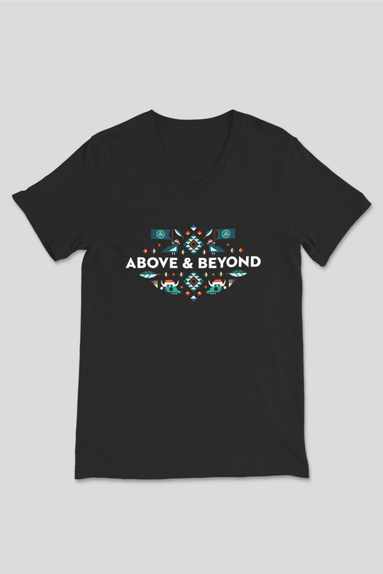 Above and Beyond Siyah Unisex V Yaka Tişört T-Shirt