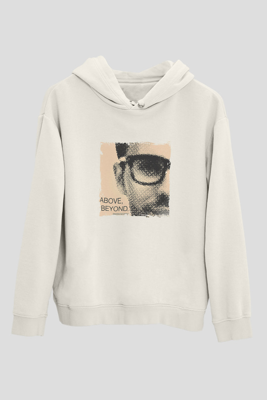 Above and BeyondBaskılı Beyaz Hoodie
