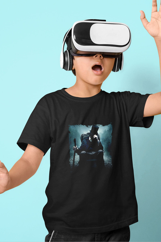 Abraham Lincoln Baskılı Unisex Siyah Çocuk Tişört