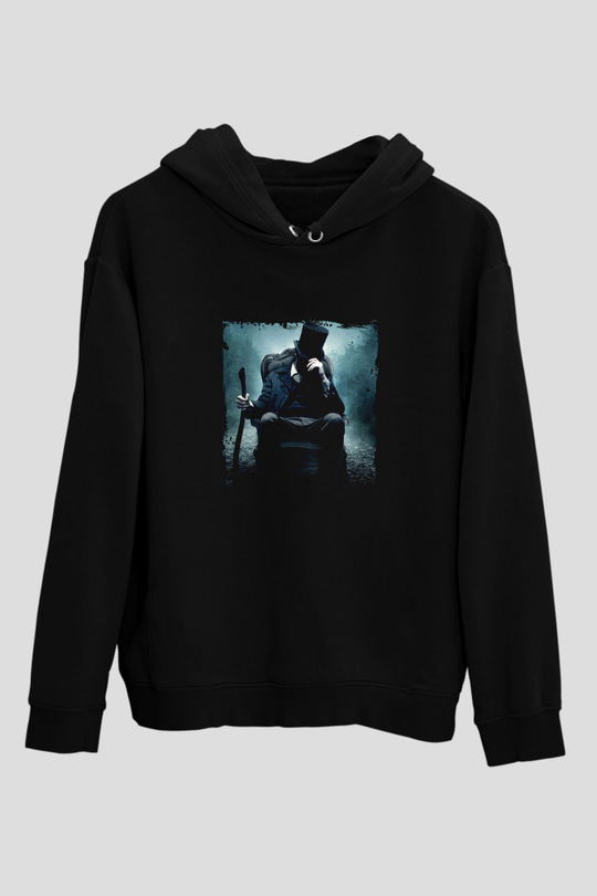 Abraham Lincoln Baskılı Unisex Siyah Hoodie