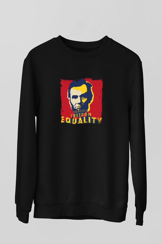 Abraham Lincoln Baskılı Unisex Siyah  Sweatshirt