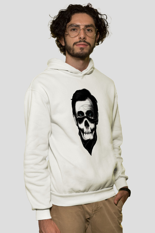 Abraham Lincoln Beyaz Unisex Kapşonlu Sweatshirt