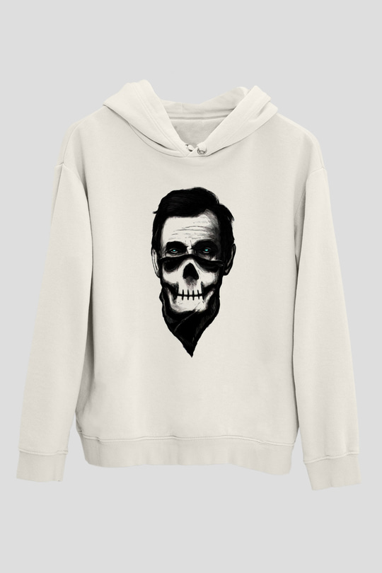 Abraham Lincoln Beyaz Unisex Kapşonlu Sweatshirt