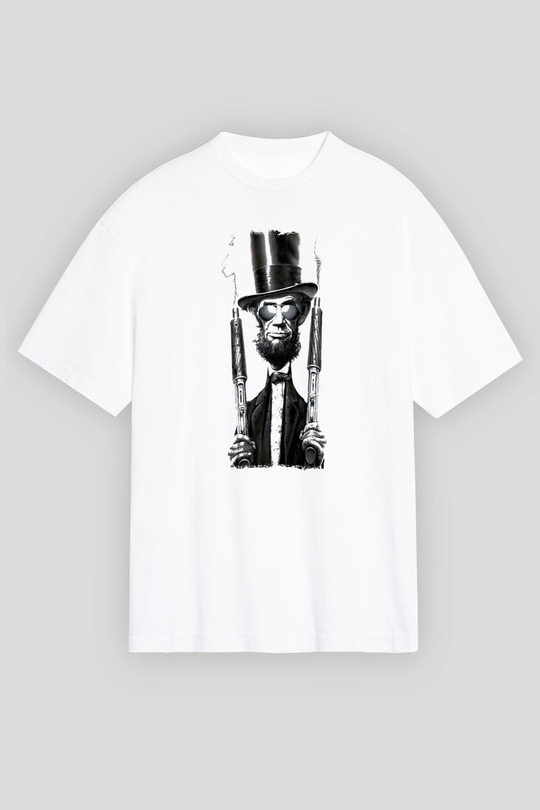 Abraham Lincoln Beyaz Oversize Tişört Oversize T-shirt - TişörtFabrikası