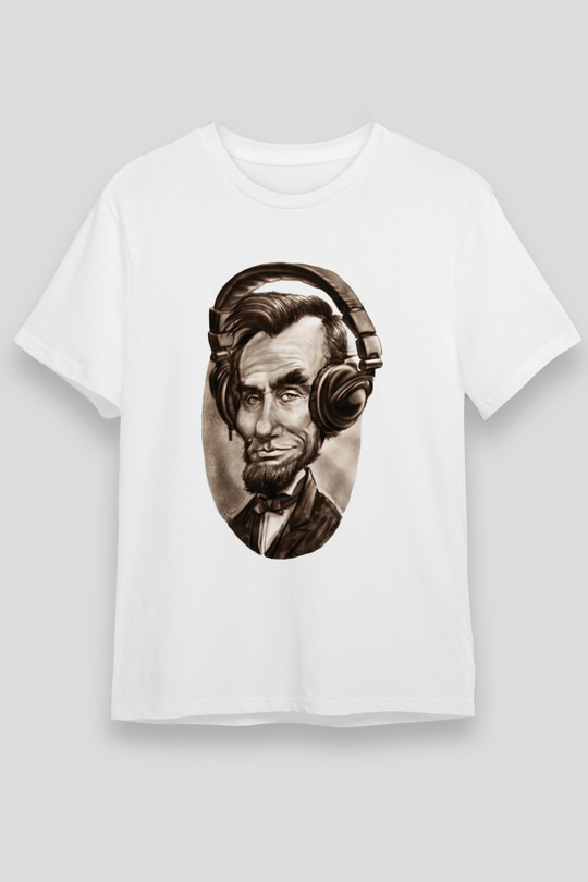 Abraham Lincoln Beyaz Unisex Tişört T-Shirt - TişörtFabrikası