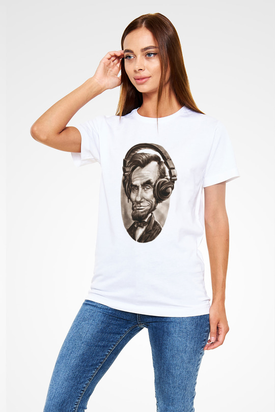 Abraham Lincoln Beyaz Unisex Tişört T-Shirt - TişörtFabrikası