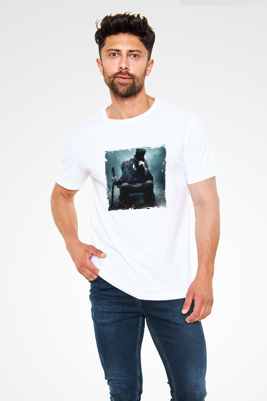 Abraham Lincoln Unisex Baskılı Beyaz Tişört