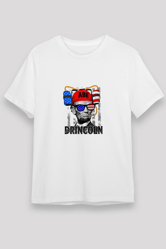 Abraham Lincoln Unisex Baskılı Beyaz Tişört