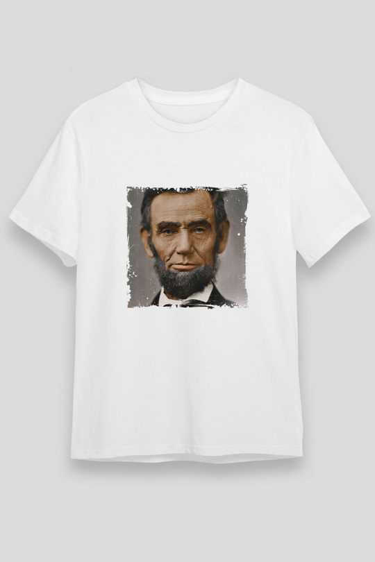 Abraham Lincoln Unisex Baskılı Beyaz Tişört