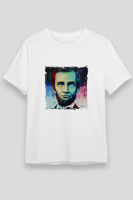 Abraham Lincoln Unisex Baskılı Beyaz Tişört