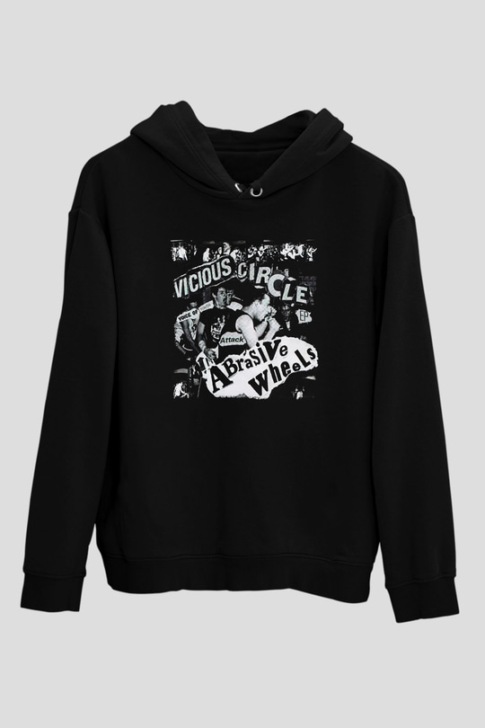 Abrasive Wheels Baskılı Unisex Siyah Hoodie