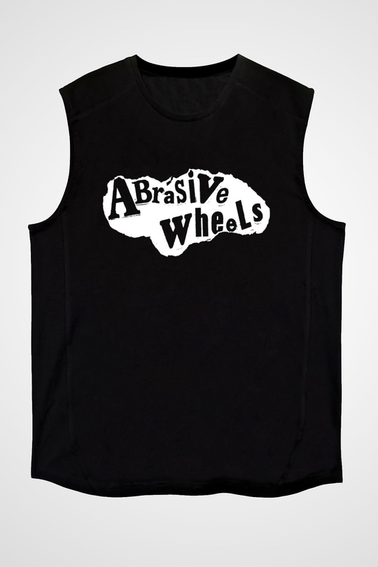 Abrasive Wheels Baskılı Unisex Siyah Kolsuz Tişört - Tshirt