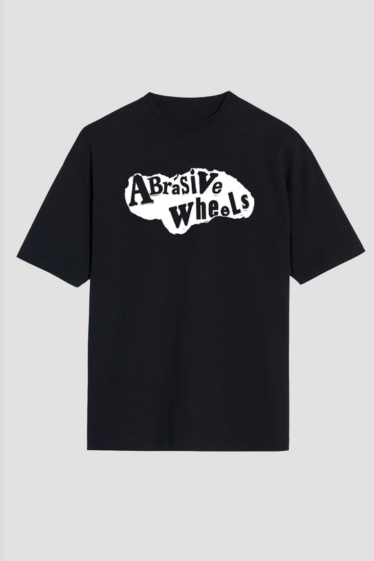 Abrasive Wheels Baskılı Unisex Siyah Oversize Tişört - Tshirt