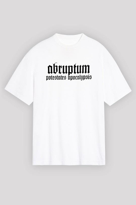 Abruptum Baskılı Beyaz Unisex Oversize Tişört - Tshirt