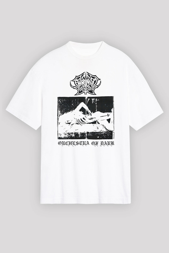 Abruptum Baskılı Beyaz Unisex Oversize Tişört - Tshirt