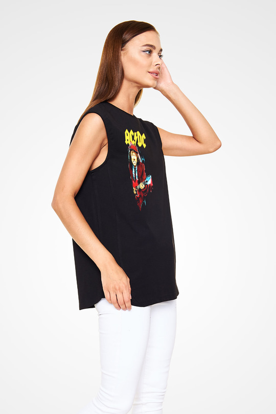 AC DC Angus Young Siyah Unisex Kolsuz Tişört