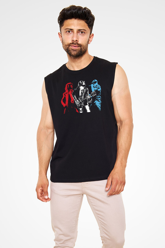 AC DC Angus Young Siyah Unisex Kolsuz Tişört