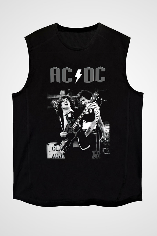 AC DC Angus Young Siyah Unisex Kolsuz Tişört