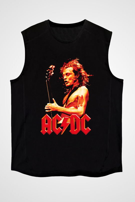 AC DC Angus Young Siyah Unisex Kolsuz Tişört
