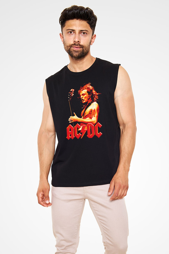 AC DC Angus Young Siyah Unisex Kolsuz Tişört