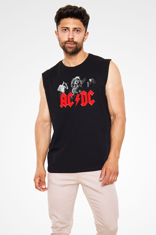 AC DC Angus Young Siyah Unisex Kolsuz Tişört