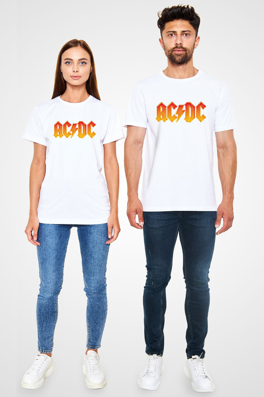 ACDC Baskılı Unisex Beyaz Tişört