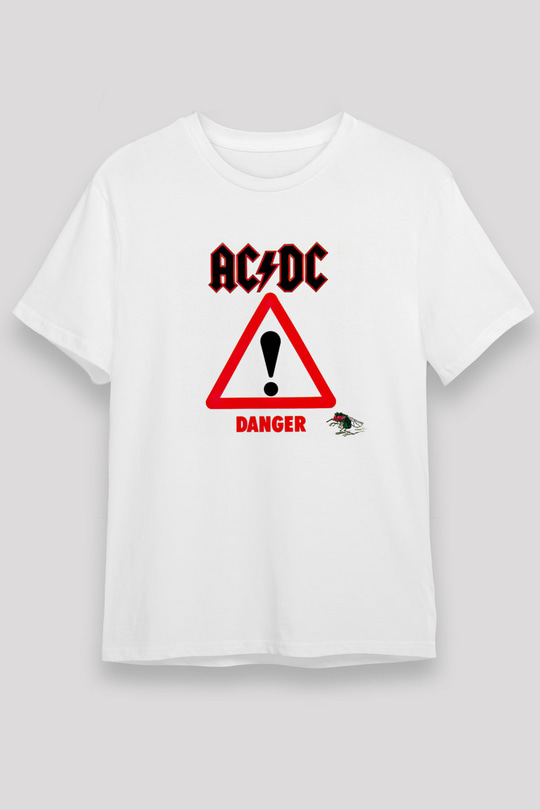 ACDC Baskılı Unisex Beyaz Tişört