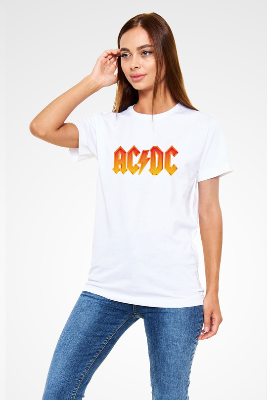 ACDC Baskılı Unisex Beyaz Tişört