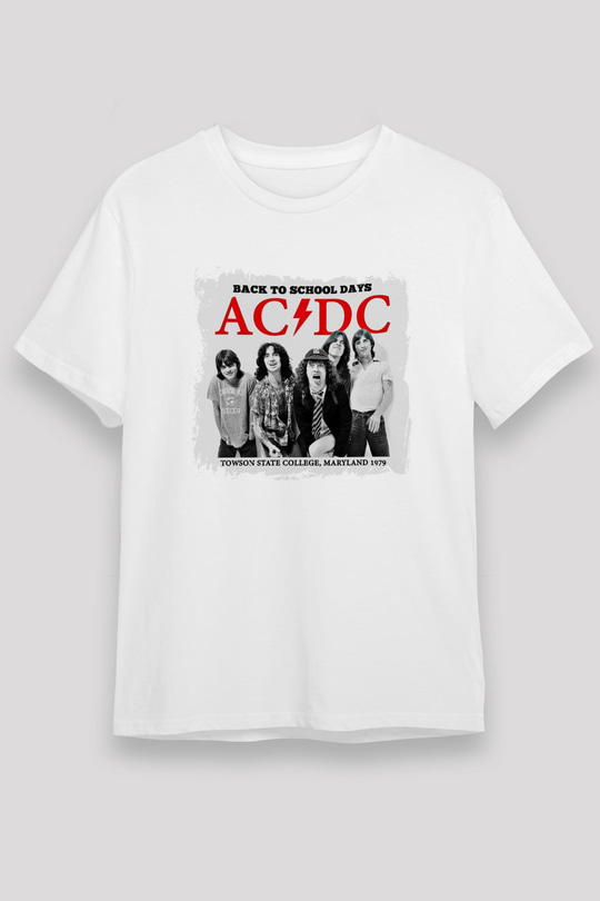 ACDC Baskılı Unisex Beyaz Tişört
