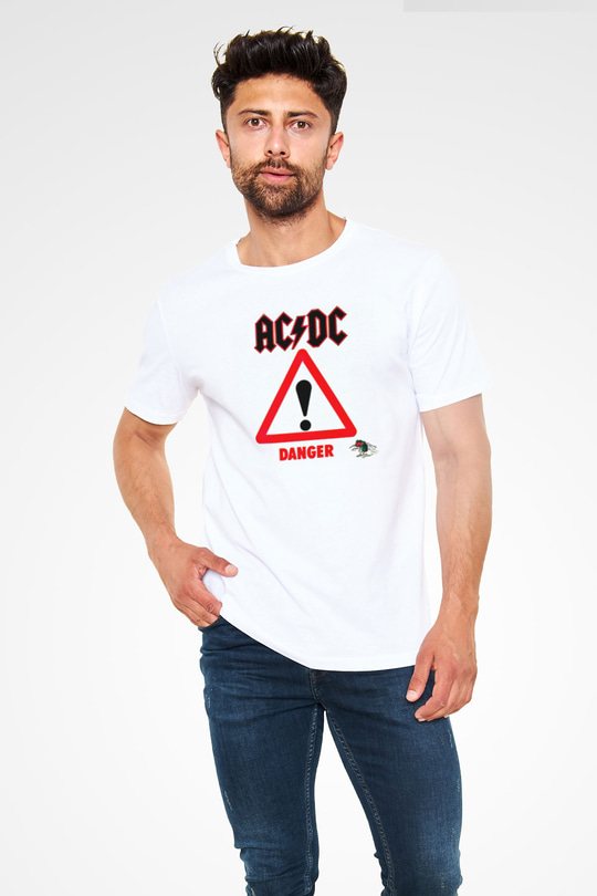 ACDC Baskılı Unisex Beyaz Tişört