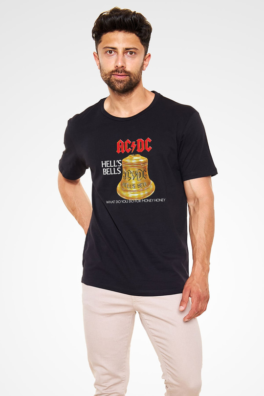 ACDC Baskılı Unisex Siyah Tişört