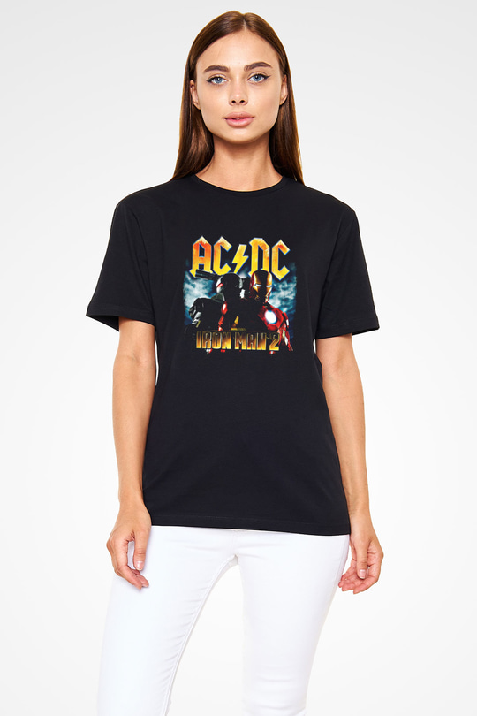 ACDC Baskılı Unisex Siyah Tişört