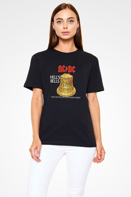 ACDC Baskılı Unisex Siyah Tişört