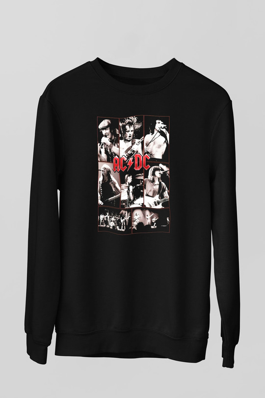 AC DC Brian Johnson Angus Young Siyah Unisex Sweatshirt