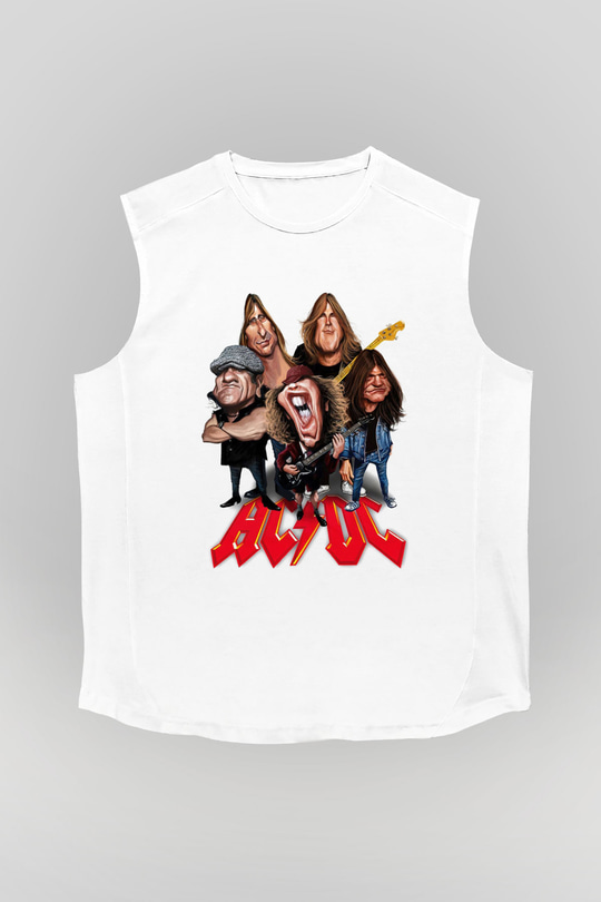 AC DC Group Beyaz Unisex Kolsuz Tişört
