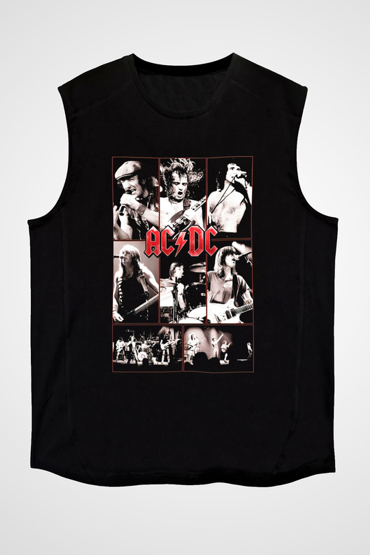 AC DC Group Concert Siyah Unisex Kolsuz Tişört