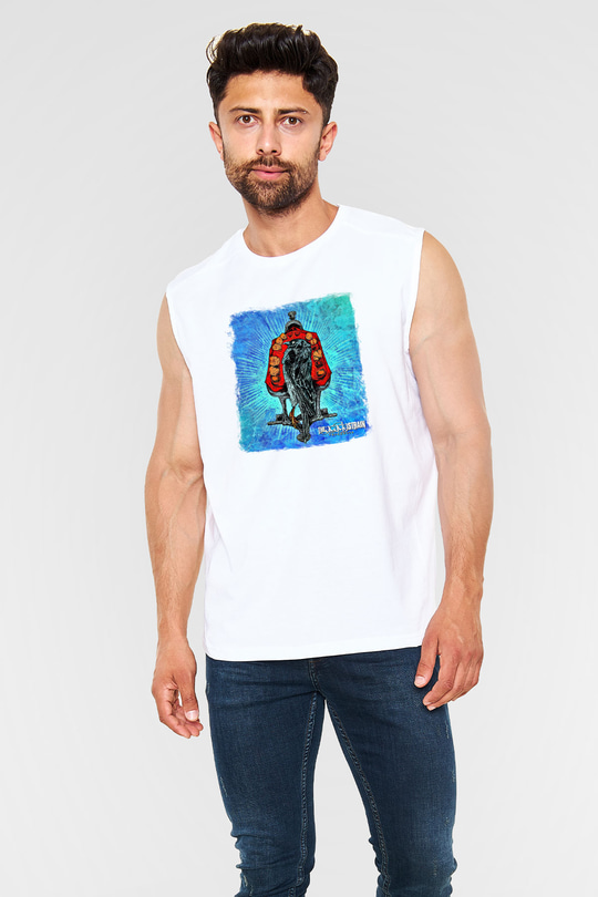 Acacia Strain Baskılı Unisex Beyaz Kolsuz Tişört