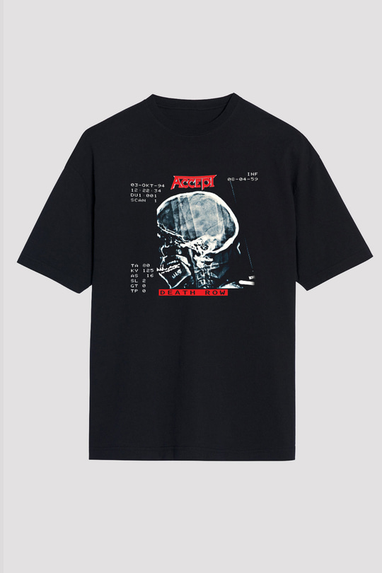 Accept Baskılı Unisex Siyah Oversize Tişört