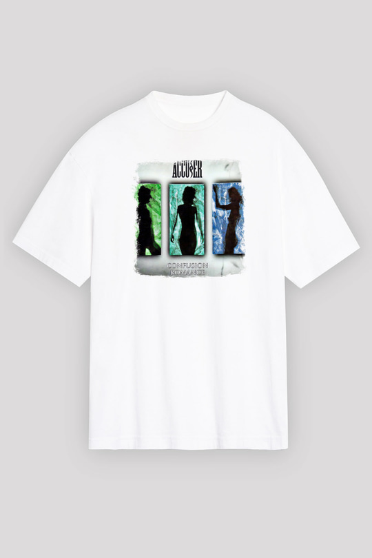 Accuser Baskılı Unisex Beyaz Oversize Tişört