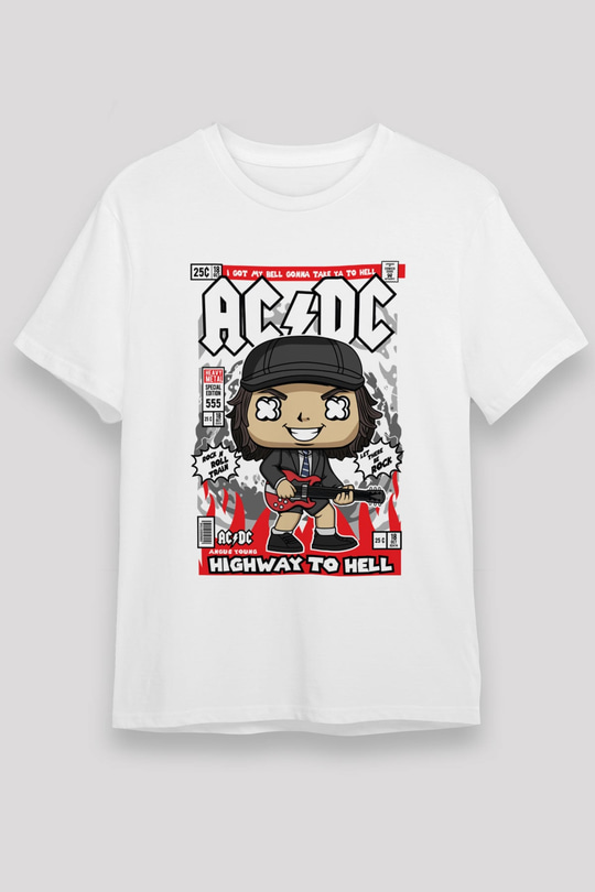 ACDC Baskılı Unisex Beyaz Tişört