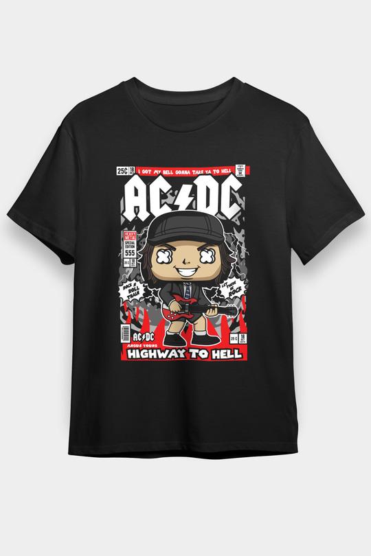 ACDC Baskılı Unisex Siyah Tişört